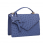 Preview: Handle Bag with shoulder strap made of ostrich leather blue